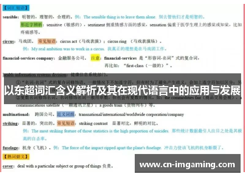 以东超词汇含义解析及其在现代语言中的应用与发展 以东超词汇含义解析及其在现代语言中的应用与发展