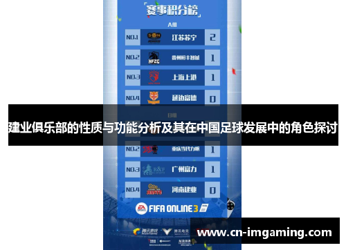建业俱乐部的性质与功能分析及其在中国足球发展中的角色探讨